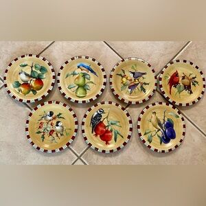 LENOX Winter Greetings Everyday 8.5” Salad Plates, 7 plates total. Bird Lovers